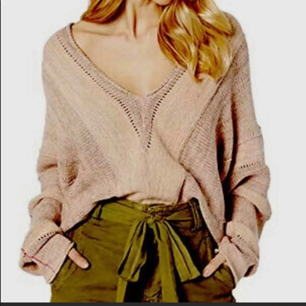 FREE PEOPLE For REVOLVE Lemonade Stand Ctton Blend Knit Sweater Pink Sal…